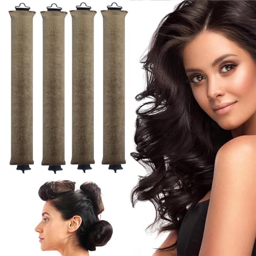 Heatless Hair Curler Hair Rollers, Overnight Heatless Curls Blowout Rods Headband, Flexi Rods with Hook, No Heat Curls to Sleep for Curl Rods, Women Long Hair Styling Tools (4*Khaki) von vokkrv