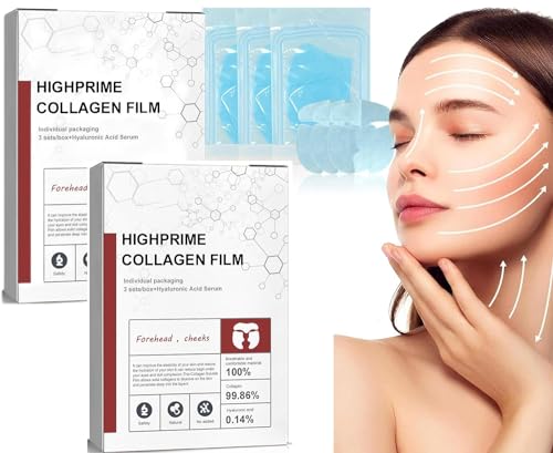 Highprime Kollagen Film,Collagen Film,Löslicher Kollagen Film Gesicht, Collagen Maske Gesicht,Schmelzender Kollagenfilm,Collagen Papier Verdünnen Sie feine Linien und Straffung Zur Hautpflege (2PC) von vokkrv