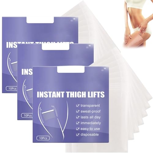 Instant Thigh Lifting, Body Tape Doppelseitig, Transparente Klebestreifen Oberschenkelstraffungen, Unsichtbare Beinstraffungs Aufkleber, Straffendes Oberschenkel Tape (10PCS, 3 Box) von vokkrv