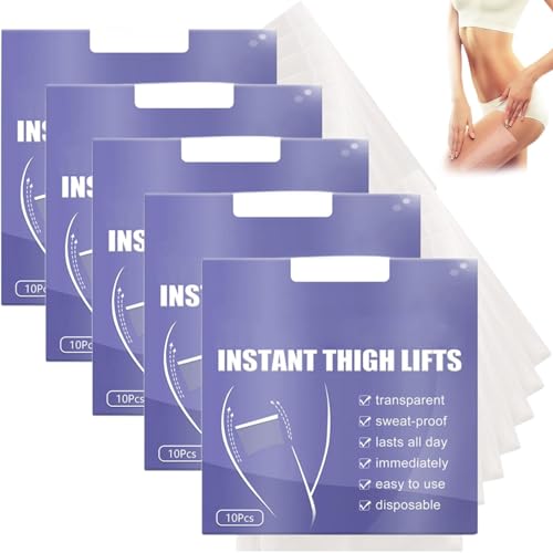 Instant Thigh Lifting, Body Tape Doppelseitig, Transparente Klebestreifen Oberschenkelstraffungen, Unsichtbare Beinstraffungs Aufkleber, Straffendes Oberschenkel Tape (10PCS, 5 Box) von vokkrv