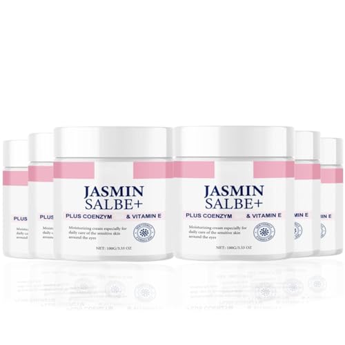 Jasminsalbe Plus,100ml Jasmin Salbe Augen, Jasminsalbe Augenringe Schlupflider, Augencreme mit Collagen & Aloe Vera Gegen Augenringe, Gegen Falten Augencreme, Augenpflege für Frauen & Männer (6) von vokkrv