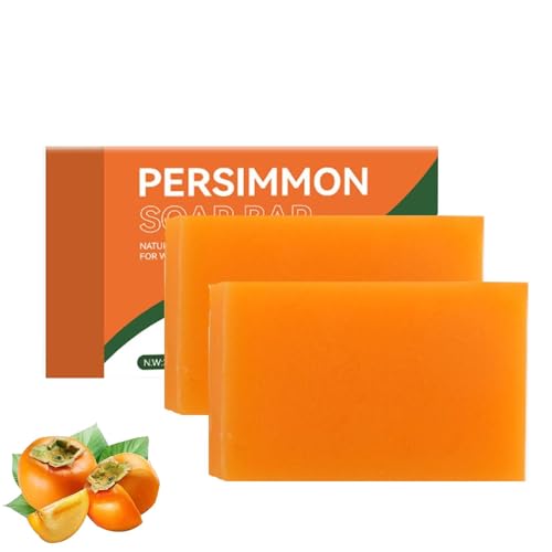 Kaki-Seife, Natürliche Persimmon Soap Bar, Kaki Duschseife Männer, Persimmon Duschseife zur Gerüche Entfernen für Gesicht und Körper, Tiefenreinigung, verhindert Körpergeruch durch Schweiß (2) von vokkrv