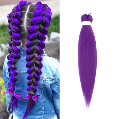 Lange lila Perücke Cosplay Kids Anime Kostümperücken für Damen und Herren,Long Purple Braiding Hair 26in Pre Stretched hair Extensions for Braids, lila Zopfperücke, Halloween, Cosplay-Requisiten (1PC) von vokkrv