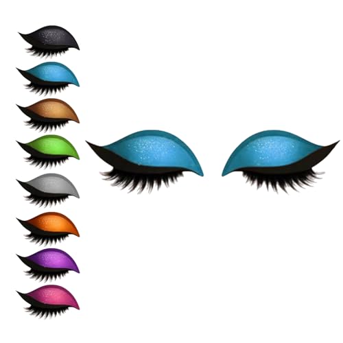 Lazy Eye Shadow Eyelash Patch, Lazy Eyeshadow Wimpernpatch, Glitzer-Lidschatten-Aufkleber Mit Wimpern, Einfach Aufzutragender Lidschatten Und Wimpern in Einem, Kein Kleber Nötig (Blau) von vokkrv