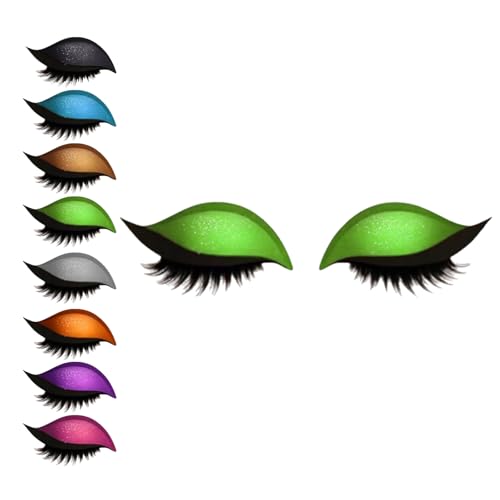 Lazy Eye Shadow Eyelash Patch, Lazy Eyeshadow Wimpernpatch, Glitzer-Lidschatten-Aufkleber Mit Wimpern, Einfach Aufzutragender Lidschatten Und Wimpern in Einem, Kein Kleber Nötig (Grün) von vokkrv