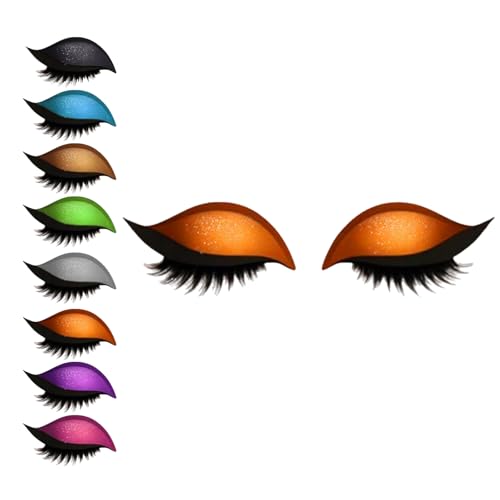 Lazy Eye Shadow Eyelash Patch, Lazy Eyeshadow Wimpernpatch, Glitzer-Lidschatten-Aufkleber Mit Wimpern, Einfach Aufzutragender Lidschatten Und Wimpern in Einem, Kein Kleber Nötig (Orange) von vokkrv