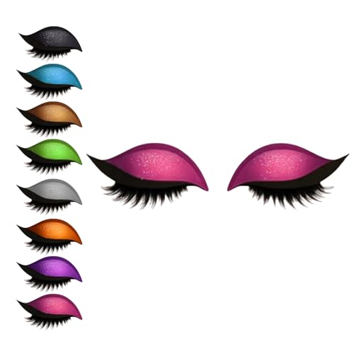 Lazy Eye Shadow Eyelash Patch, Lazy Eyeshadow Wimpernpatch, Glitzer-Lidschatten-Aufkleber Mit Wimpern, Einfach Aufzutragender Lidschatten Und Wimpern in Einem, Kein Kleber Nötig (Rosa) von vokkrv