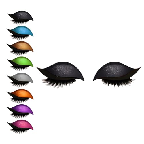 Lazy Eye Shadow Eyelash Patch, Lazy Eyeshadow Wimpernpatch, Glitzer-Lidschatten-Aufkleber Mit Wimpern, Einfach Aufzutragender Lidschatten Und Wimpern in Einem, Kein Kleber Nötig (Schwarz) von vokkrv