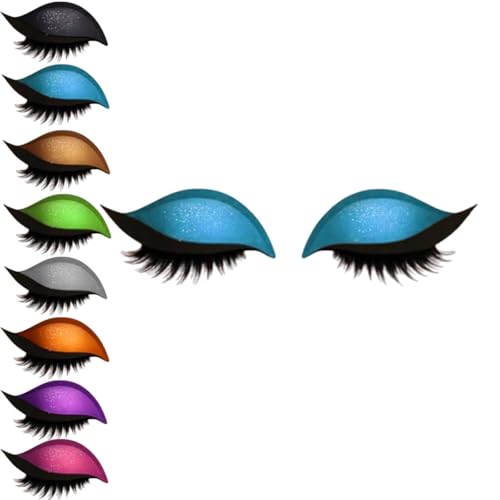 Lazy Eye Shadow Wimpernpatch, Lazy Eyelash Stickers, 2-in-1 Wiederverwendbare Augen-Make-up-Aufkleber, Einfach Aufzutragender, Lidschatten-Wimpern-Make-up-Aufkleber,Lazy Makeups-Tool (Blau, 1Paar) von vokkrv