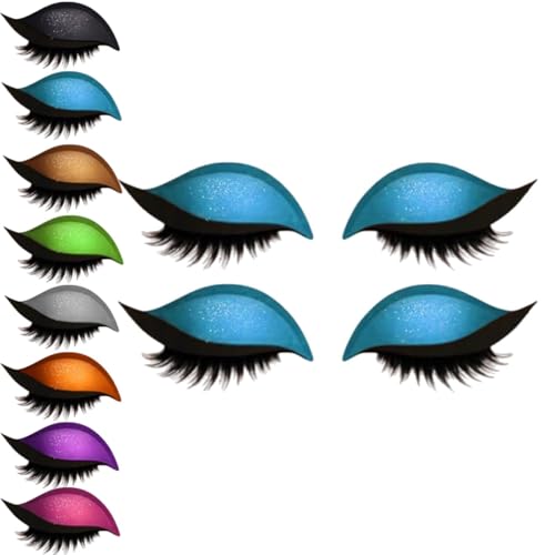 Lazy Eye Shadow Wimpernpatch, Lazy Eyelash Stickers, 2-in-1 Wiederverwendbare Augen-Make-up-Aufkleber, Einfach Aufzutragender, Lidschatten-Wimpern-Make-up-Aufkleber,Lazy Makeups-Tool (Blau, 2Paar) von vokkrv