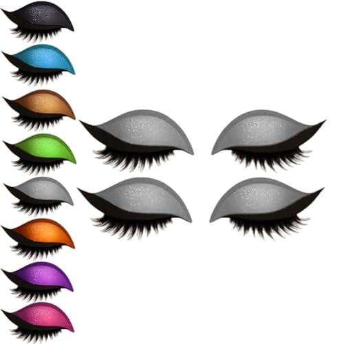 Lazy Eye Shadow Wimpernpatch, Lazy Eyelash Stickers, 2-in-1 Wiederverwendbare Augen-Make-up-Aufkleber, Einfach Aufzutragender, Lidschatten-Wimpern-Make-up-Aufkleber,Lazy Makeups-Tool (Grau, 2Paar) von vokkrv