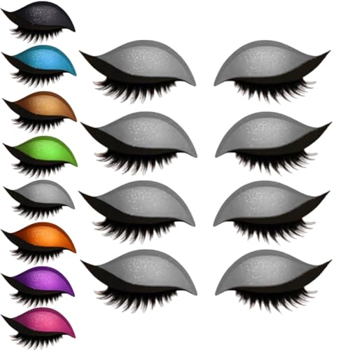 Lazy Eye Shadow Wimpernpatch, Lazy Eyelash Stickers, 2-in-1 Wiederverwendbare Augen-Make-up-Aufkleber, Einfach Aufzutragender, Lidschatten-Wimpern-Make-up-Aufkleber,Lazy Makeups-Tool (Grau, 4Paar) von vokkrv