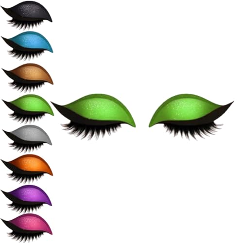 Lazy Eye Shadow Wimpernpatch, Lazy Eyelash Stickers, 2-in-1 Wiederverwendbare Augen-Make-up-Aufkleber, Einfach Aufzutragender, Lidschatten-Wimpern-Make-up-Aufkleber,Lazy Makeups-Tool (Grün, 1Paar) von vokkrv