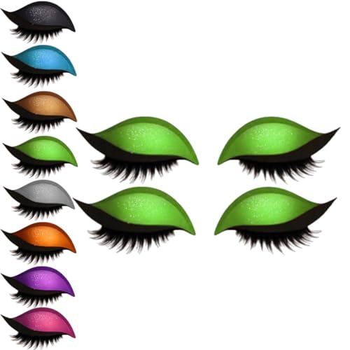 Lazy Eye Shadow Wimpernpatch, Lazy Eyelash Stickers, 2-in-1 Wiederverwendbare Augen-Make-up-Aufkleber, Einfach Aufzutragender, Lidschatten-Wimpern-Make-up-Aufkleber,Lazy Makeups-Tool (Grün, 2Paar) von vokkrv