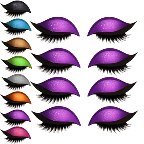 Lazy Eye Shadow Wimpernpatch, Lazy Eyelash Stickers, 2-in-1 Wiederverwendbare Augen-Make-up-Aufkleber, Einfach Aufzutragender, Lidschatten-Wimpern-Make-up-Aufkleber,Lazy Makeups-Tool (Lila, 4Paar) von vokkrv
