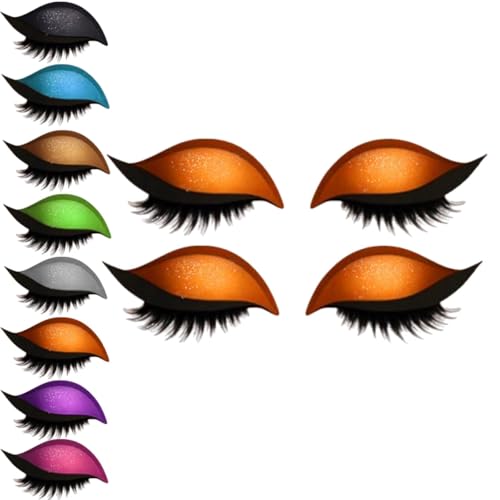 Lazy Eye Shadow Wimpernpatch, Lazy Eyelash Stickers, 2-in-1 Wiederverwendbare Augen-Make-up-Aufkleber, Einfach Aufzutragender, Lidschatten-Wimpern-Make-up-Aufkleber,Lazy Makeups-Tool (Orange, 2Paar) von vokkrv