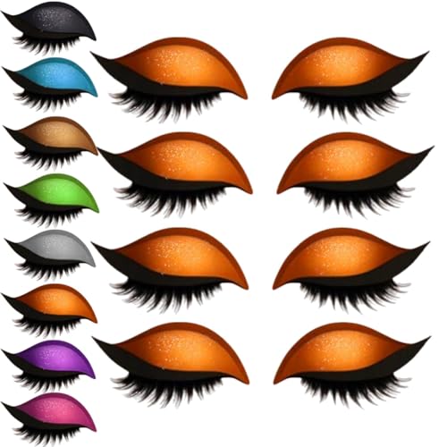 Lazy Eye Shadow Wimpernpatch, Lazy Eyelash Stickers, 2-in-1 Wiederverwendbare Augen-Make-up-Aufkleber, Einfach Aufzutragender, Lidschatten-Wimpern-Make-up-Aufkleber,Lazy Makeups-Tool (Orange, 4Paar) von vokkrv