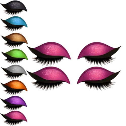 Lazy Eye Shadow Wimpernpatch, Lazy Eyelash Stickers, 2-in-1 Wiederverwendbare Augen-Make-up-Aufkleber, Einfach Aufzutragender, Lidschatten-Wimpern-Make-up-Aufkleber,Lazy Makeups-Tool (Rot, 2Paar) von vokkrv