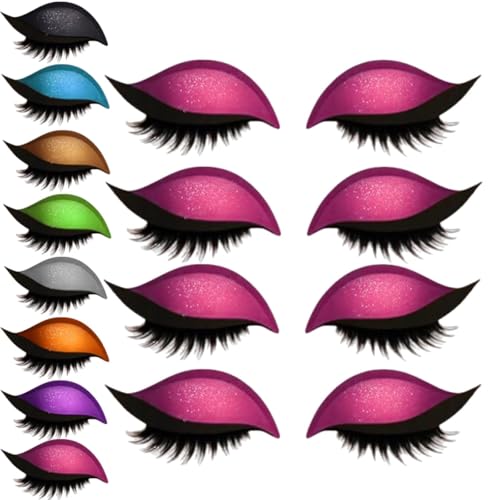 Lazy Eye Shadow Wimpernpatch, Lazy Eyelash Stickers, 2-in-1 Wiederverwendbare Augen-Make-up-Aufkleber, Einfach Aufzutragender, Lidschatten-Wimpern-Make-up-Aufkleber,Lazy Makeups-Tool (Rot, 4Paar) von vokkrv