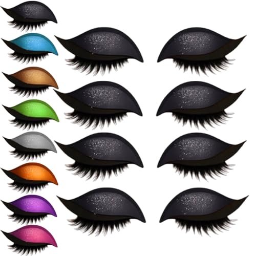 Lazy Eye Shadow Wimpernpatch, Lazy Eyelash Stickers, 2-in-1 Wiederverwendbare Augen-Make-up-Aufkleber, Einfach Aufzutragender, Lidschatten-Wimpern-Make-up-Aufkleber,Lazy Makeups-Tool (Schwarz, 4Paar) von vokkrv