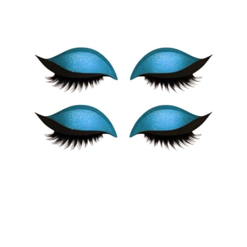 Lazy Eye Shadow Wimpernpflaster,Eyeshadow Eyelashes Makeup Stickers,2-in-1 wiederverwendbare Lidschatten- und Wimpern-Make-up-Aufkleber,Make-up-Schablonen-Aufkleber (Blau, 2 Pair) von vokkrv
