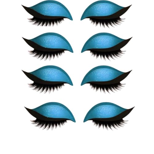 Lazy Eye Shadow Wimpernpflaster,Eyeshadow Eyelashes Makeup Stickers,2-in-1 wiederverwendbare Lidschatten- und Wimpern-Make-up-Aufkleber,Make-up-Schablonen-Aufkleber (Blau, 4 Pair) von vokkrv