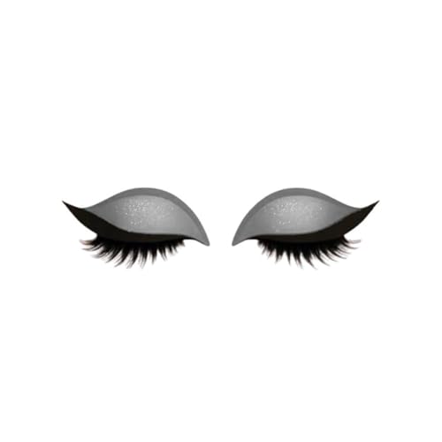 Lazy Eye Shadow Wimpernpflaster,Eyeshadow Eyelashes Makeup Stickers,2-in-1 wiederverwendbare Lidschatten- und Wimpern-Make-up-Aufkleber,Make-up-Schablonen-Aufkleber (Grau, 1 Pair) von vokkrv