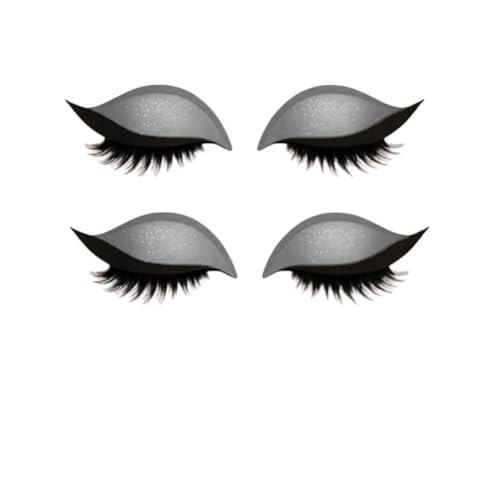 Lazy Eye Shadow Wimpernpflaster,Eyeshadow Eyelashes Makeup Stickers,2-in-1 wiederverwendbare Lidschatten- und Wimpern-Make-up-Aufkleber,Make-up-Schablonen-Aufkleber (Grau, 2 Pair) von vokkrv
