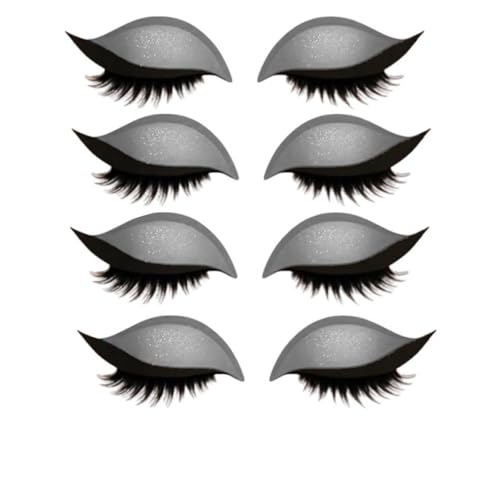 Lazy Eye Shadow Wimpernpflaster,Eyeshadow Eyelashes Makeup Stickers,2-in-1 wiederverwendbare Lidschatten- und Wimpern-Make-up-Aufkleber,Make-up-Schablonen-Aufkleber (Grau, 4 Pair) von vokkrv