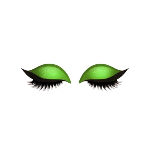 Lazy Eye Shadow Wimpernpflaster,Eyeshadow Eyelashes Makeup Stickers,2-in-1 wiederverwendbare Lidschatten- und Wimpern-Make-up-Aufkleber,Make-up-Schablonen-Aufkleber (Grün, 1 Pair) von vokkrv