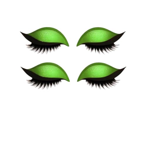 Lazy Eye Shadow Wimpernpflaster,Eyeshadow Eyelashes Makeup Stickers,2-in-1 wiederverwendbare Lidschatten- und Wimpern-Make-up-Aufkleber,Make-up-Schablonen-Aufkleber (Grün, 2 Pair) von vokkrv