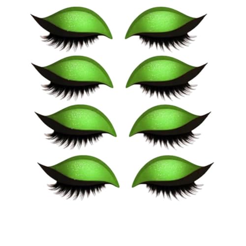Lazy Eye Shadow Wimpernpflaster,Eyeshadow Eyelashes Makeup Stickers,2-in-1 wiederverwendbare Lidschatten- und Wimpern-Make-up-Aufkleber,Make-up-Schablonen-Aufkleber (Grün, 4 Pair) von vokkrv