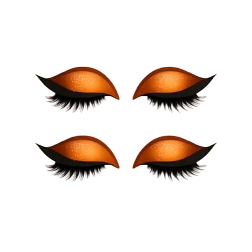 Lazy Eye Shadow Wimpernpflaster,Eyeshadow Eyelashes Makeup Stickers,2-in-1 wiederverwendbare Lidschatten- und Wimpern-Make-up-Aufkleber,Make-up-Schablonen-Aufkleber (Orange, 2 Pair) von vokkrv