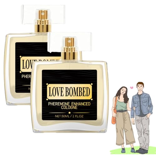 Love Bombed Pheromone Cologne for Men, Bold Attraction & Confidence, Male Perfume Oil Infused, Long-Lasting Pheromones Scent Spray, Liebe bombardierte Köln, Pheromone Parfum Herren (2PC) von vokkrv