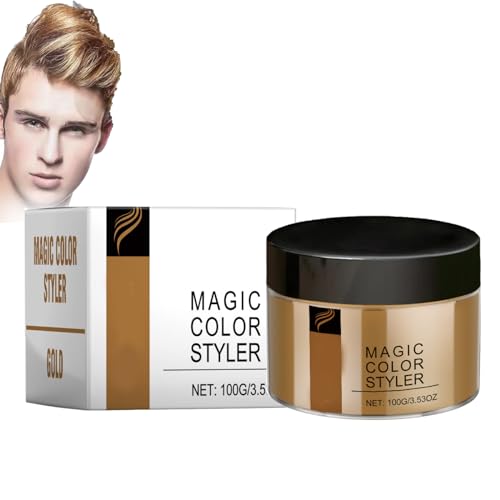 Magic Color Styler,Magic Hair Color Wax,Magic Color Haarfarbe, Buntes Haarwachs Haarfarbe,Temporäre Auswaschbar Haarwachs Farbe,Haarfarbe Wachs zum Ändern der Haarfarbe für Männer Frauen (Gold, 100g) von vokkrv