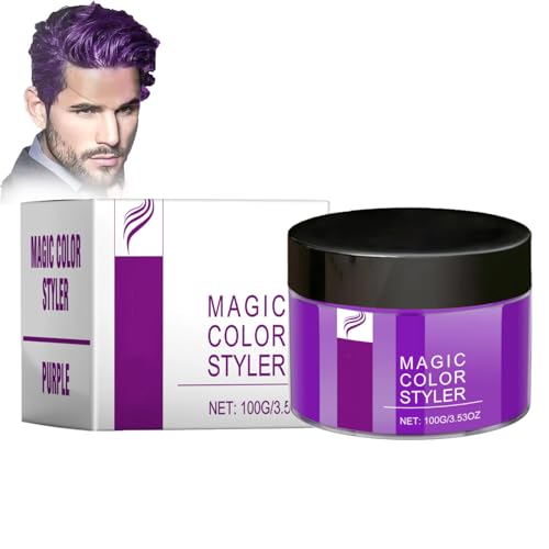 Magic Color Styler,Magic Hair Color Wax,Magic Color Haarfarbe, Buntes Haarwachs Haarfarbe,Temporäre Auswaschbar Haarwachs Farbe,Haarfarbe Wachs zum Ändern der Haarfarbe für Männer Frauen (Lila, 100g) von vokkrv