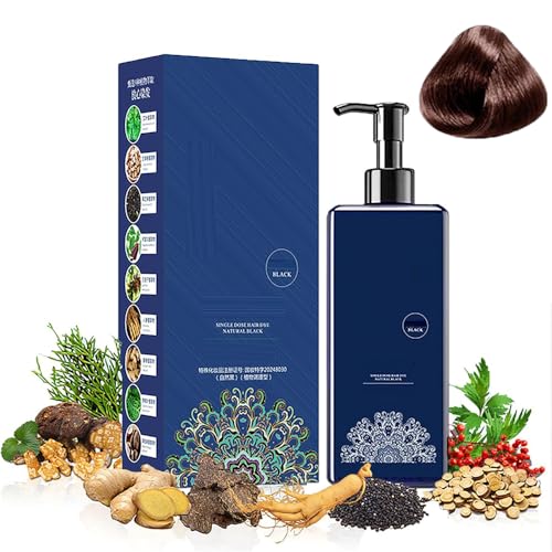 Mild Formula Long Lasting Hair Dye, Plant Extracts Long-Lasting Hair Color Dye Cream, Natural Plant Hair Dye Shampoo for Gray Hair Coverage, Hair Dye Shampoo for Men and Women (Brown, 210 ml) von vokkrv