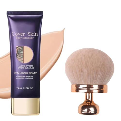 Miracle De Paris Body Coverage Perfector mit Extra großer Körper Make-up-Pinsel, Miracle De Paris All Over Complexion Perfector Leg Cream, Körper Make up Wasserfest für Frauen & Männer (1PC+Pinsel) von vokkrv
