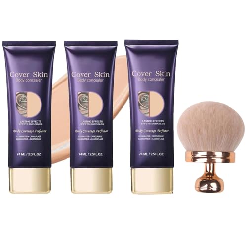 Miracle De Paris Body Coverage Perfector mit Extra großer Körper Make-up-Pinsel, Miracle De Paris All Over Complexion Perfector Leg Cream, Körper Make up Wasserfest für Frauen & Männer (3PC+Pinsel) von vokkrv