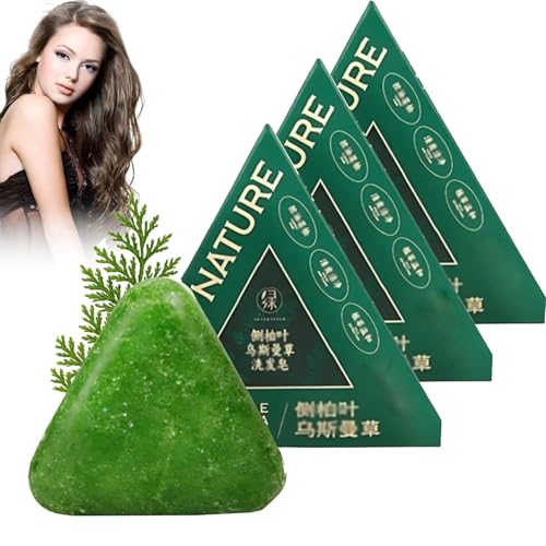 Nature Triangle Shampoo Bar, Nature Seven Green Shampoo, pflanzliches festes Shampoobar, Sanfte Reinigung und Nährende Pflege für Frauen Und Männer, Stärkt Glatt Haar (3PC) von vokkrv