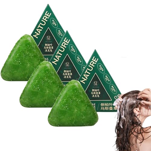 Nature Triangle Shampoo Bar, Nature Seven Green Soap, pflanzliches festes Shampoo, Sanfte Reinigung und Nährende Pflege für Frauen Und Männer (3PC) von vokkrv