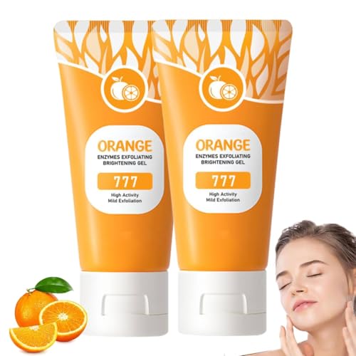 Orange Gesichtspeeling Gel,Orange Enzymes Exfoliating Brightening Gel,Organics Gesichtspeeling mit Vitamin C & Orangenextrakt für dunklen Flecken,Sanfter Gesichtsreiniger für Damen & Männer (2PC, 50g) von vokkrv