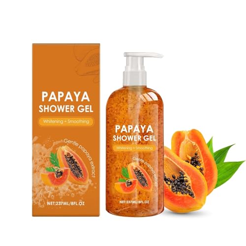 Papaya Duschgel, Papaya Gesichts Und Körperwaschmittel, Peeling Körperwaschmittel Mit Organischem Papayaextrakt, Frischer Und Anhaltender Duft,aufhellendes Body Wash für Frauen und Männer (1) von vokkrv