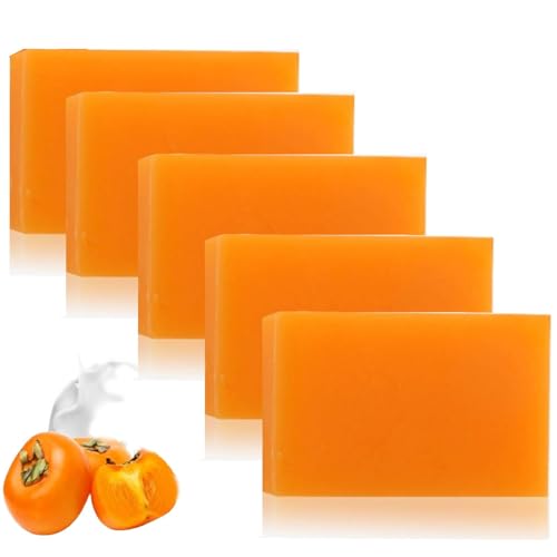 Persimmon Soap Bar for Body Odor Removal,Persimmon Goat Milk Soap,Natürliche Desodorierende und Feuchtigkeitsspendende Feste Seife,Sanft Reinigende Ganzkörper,Kaki Duschseife Männer und Frauen (5) von vokkrv