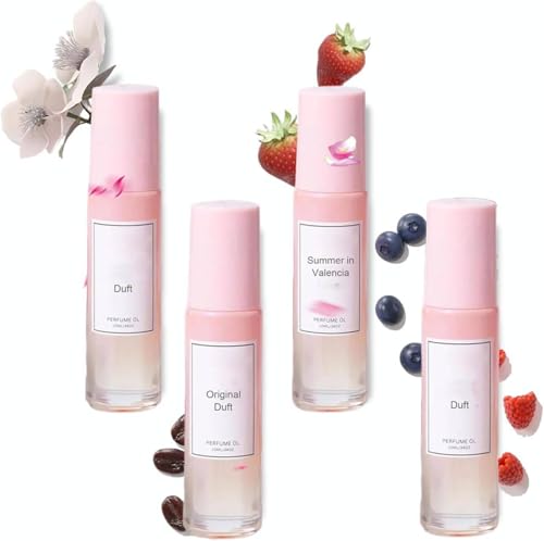 Pheromone Perfume Woman, Ecdf Pheromon Parfüm Original, Damen Parfum mit Pheromon Öl, Roll-On Pheromone Parfum Frauen, Natürliche Frische Düfte, Enhancement Glamour (4PC) von vokkrv