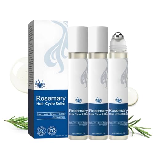 Rosmarin Haarwachstumsserum Roll On, Hair Growth Serum mit Rosmarinöl, Natürliche Haarpflege Kräftigt & Bewahrt eine gesunde Kopfhaut, Anti-Haarausfall Serum für Männer & Frauen (3PC) von vokkrv