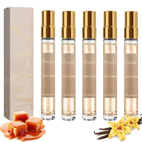 Taskeen Caramel Cascade Perfume EDP Fragrance for Women, Taskeen Caramel Cascade Eau De Parfum, Enhanced Scents Pheromone Parfüm, Long-Lasting Scent Fragrance Perfumes (5 Stück) von vokkrv