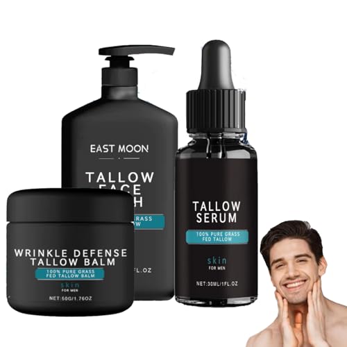 Wrinkle Defense Tallow Balm, Forge Skin Care for Men, Mens Tallow Face Cream, Face Wash & Night Serum, Tallow Face Moisturizer, Diminish Fine Lines and Wrinkles, Suitable for All Skin (1set) von vokkrv