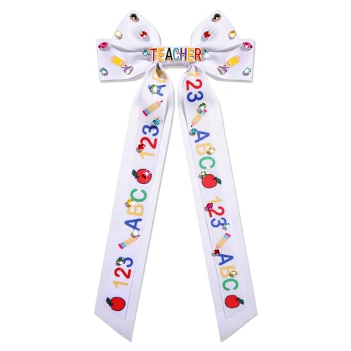 vokone Haarschleifen für Lehrer für Frauen Lehrer Abc Bleistift Haarspange Satinschleife Jeweled Ribbon Barrette Haarclip Zubehör für die Schulanfang, Geschenke vokone Haarschleifen für Lehrer für Frauen Lehrer Abc Bleistift Haarspange Satinschleife Jeweled Ribbon Barrette Haarclip Zubehör für die Schulanfang, Geschenke von vokone