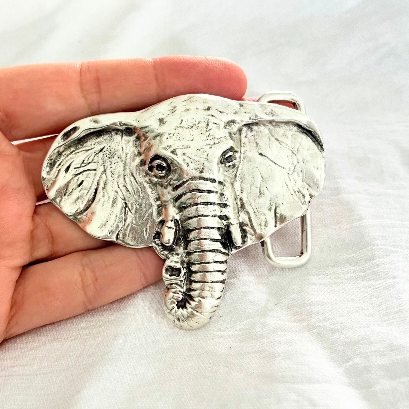 Elefant Gürtelschnalle, Silberfarbener Elefant, Kleine Gürtelschließe, Accessoire, Boho Dschungel Schnalle, 1 Stk von volcanoSupplies